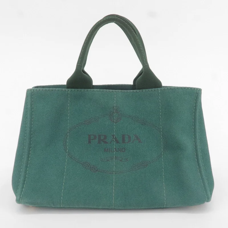 Prada Cahier bags with a detachable shoulder strap for versatile carryingPRADA Canapa Canvas Tote Bag Green BN2642