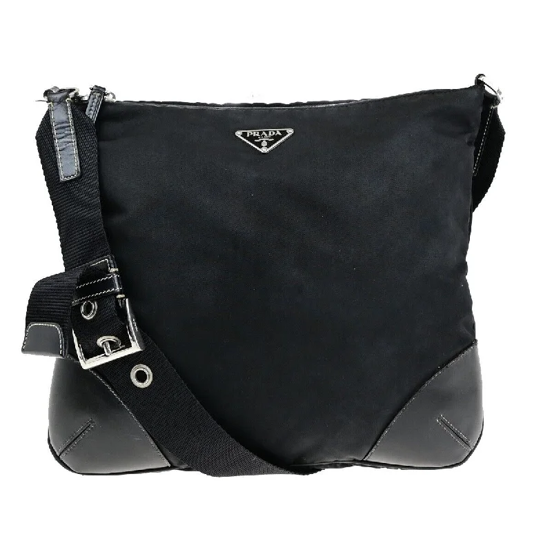 Prada bags with a snap - button closure and a decorative charm for a fashionable lookPRADA Tessuto Shoulder Bag