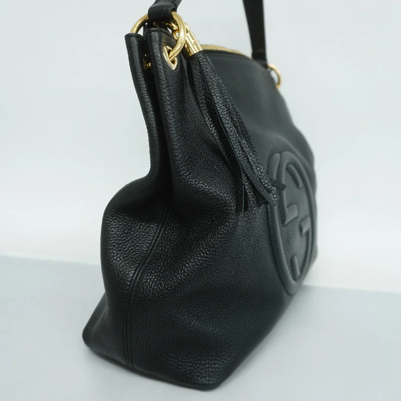 Women Gucci bags with a front - zip pocket for small itemsGUCCIAuth  Soho Shoulder Bag 536194 Women's Leather Shoulder Bag Black