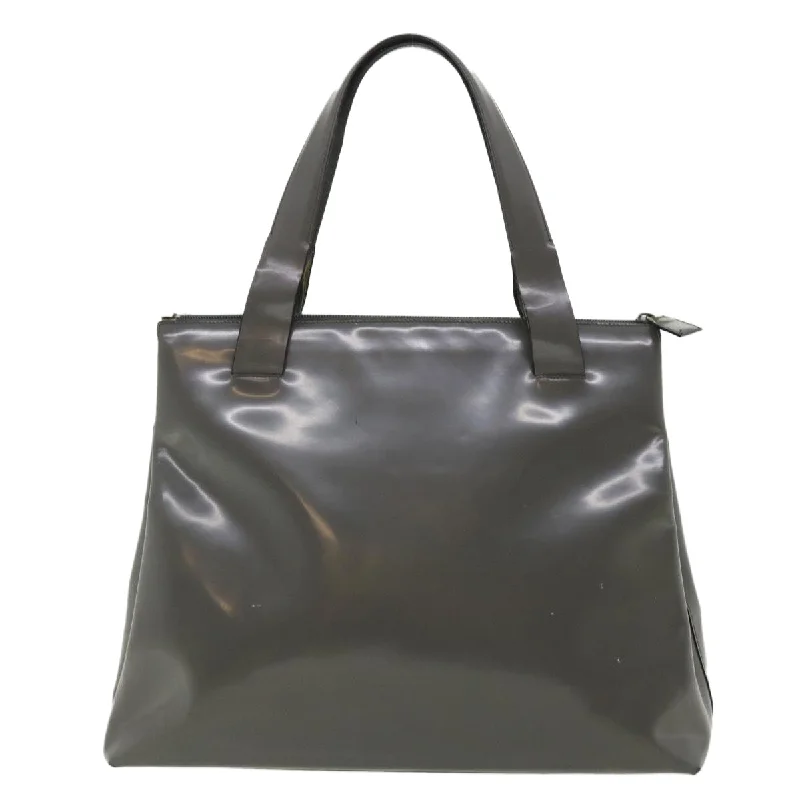 Prada bags with a front - flap pocket for quick access to essentialsPrada Tote Bag Patent Leather Gray  cl230