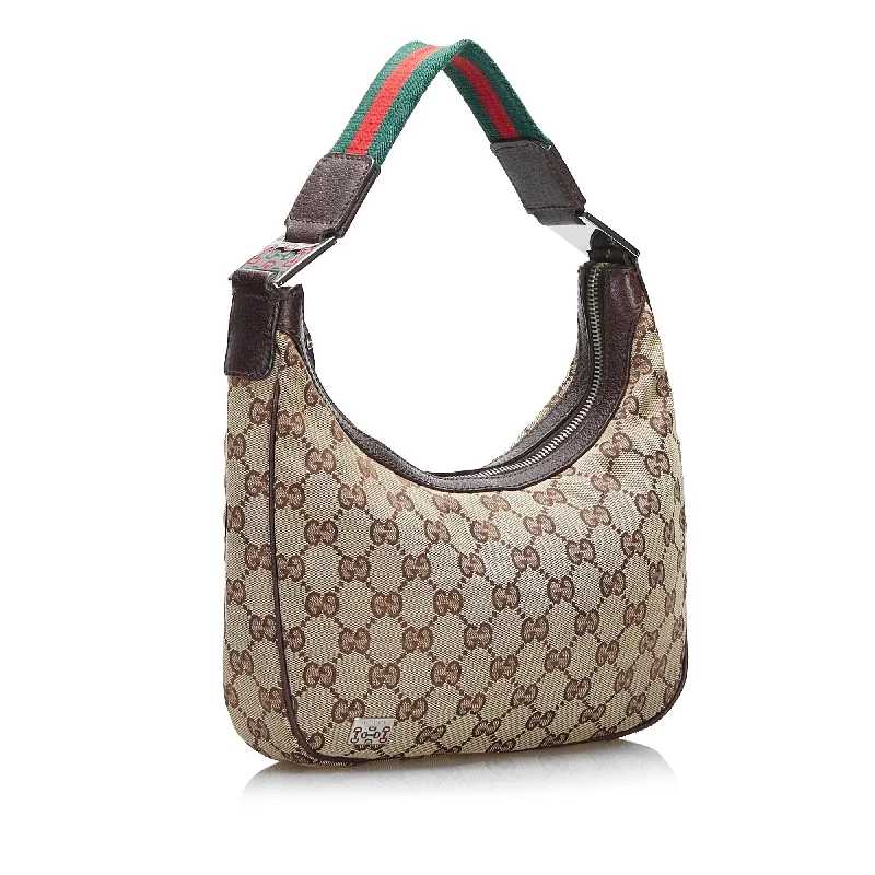 Women Gucci crossbody bags with a woven leather strapGucci GG Canvas Web Shoulder Bag (SHG-qR6eTf)