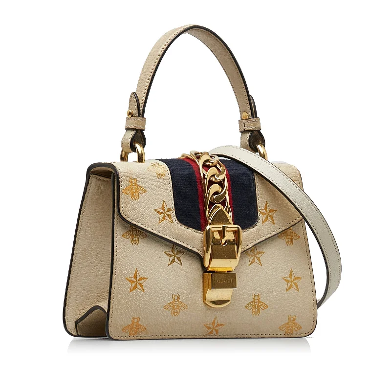 Gucci backpacks for women with a multi - pocket designGUCCI Mini Sylvie Bee Star Top Handle Bag