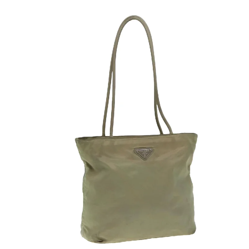 Ladies Prada Galleria bags with a textured leather surface for a more tactile lookPRADA Tote Bag Nylon Beige Auth ac3213