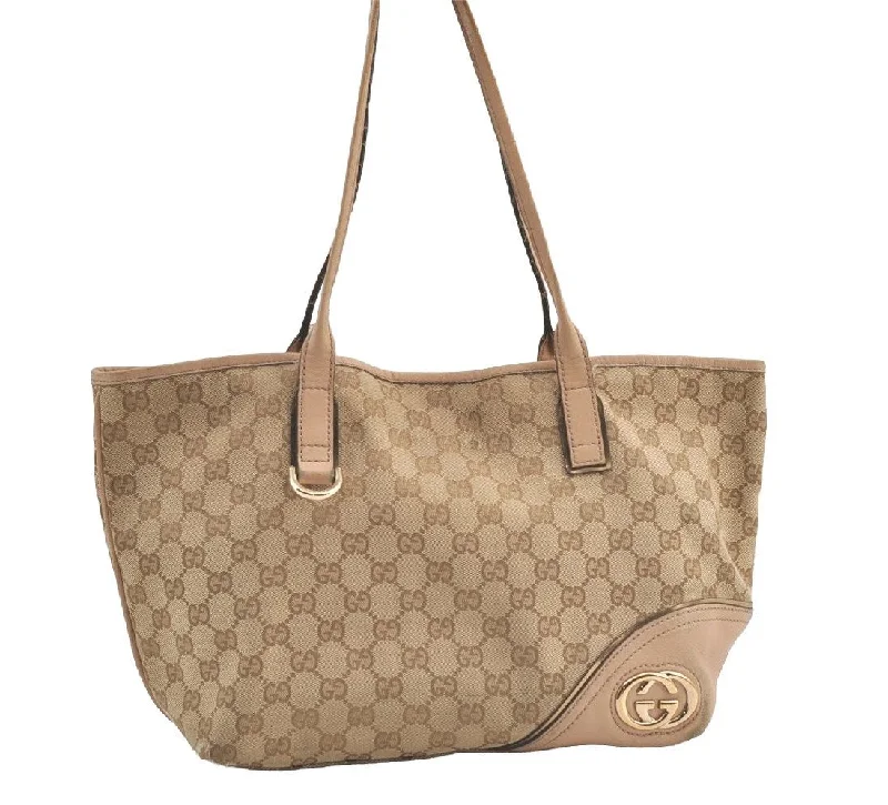 Ladies Gucci Dionysus bags with a detachable shoulder strapAuthentic GUCCI New Britt Shoulder Tote Bag GG Canvas Leather 169946 Beige 9116J