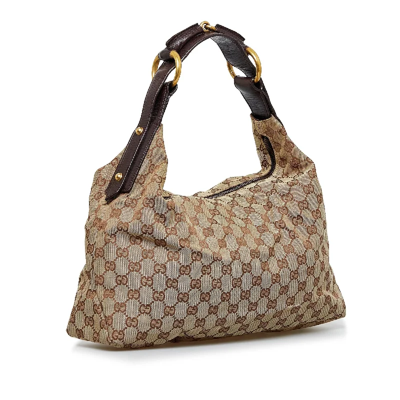 Ladies Gucci shoulder bags with a tassel decorationGucci GG Canvas Horsebit Hobo (SHG-Df8Cbe)