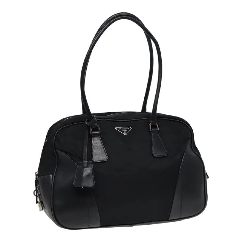 Ladies Prada Re - Edizione 2005 bags in a pastel color for a soft lookPRADA Shoulder Bag Nylon Black Silver Auth ep5432