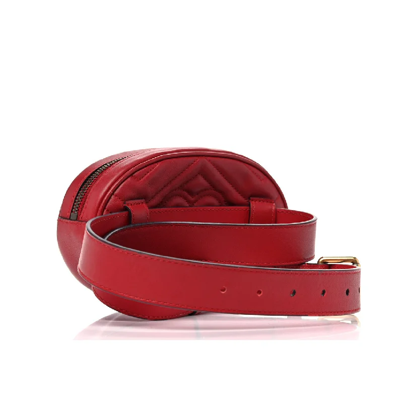 Women Gucci Sylvie bags featuring the signature web stripeGucci 476434 DSVRT 6433 Marmont 2.0 Women's Red Matelasse Leather Belt Bag (GG2072)