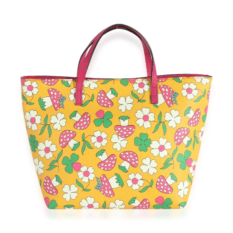 Medium - sized Women Gucci handbags for everyday useGUCCI Multicolor Mushroom Print Canvas Kid's Tote