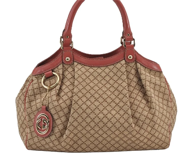 Gucci Marmont bags for women with quilted leather exteriorsAuthentic GUCCI Diamante Sukey Tote Bag Canvas Leather 211944 Brown 8865J