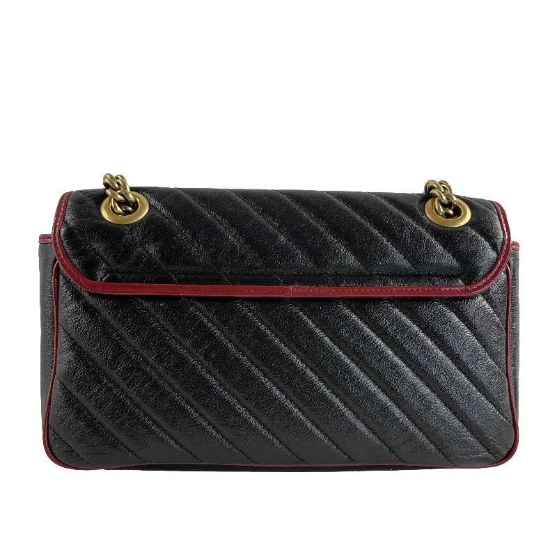 Women Gucci bags with interlocking G hardware for a classic lookGUCCI GG Marmont Flap Diagonal Quilted Leather Small