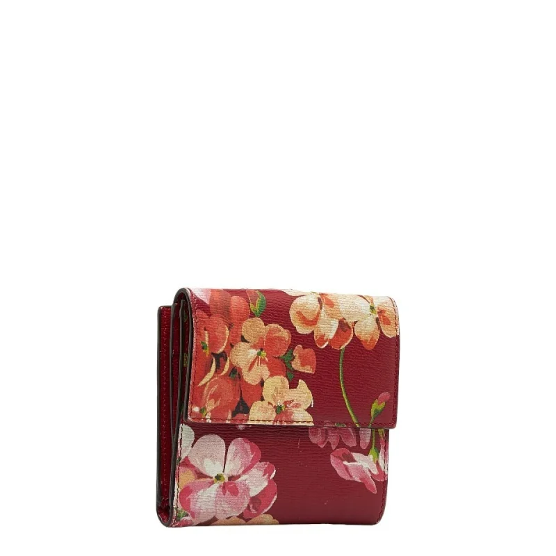 Women Gucci bags with interlocking G hardware for a classic lookGUCCI Blooms French Flap W Bifold Wallet 410104 Red Multicolor Leather Women's