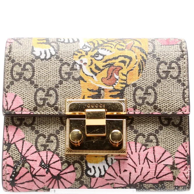 Ladies Gucci shoulder bags with a single - handle designPadlock Wallet Gucci Supreme Bengal 453115