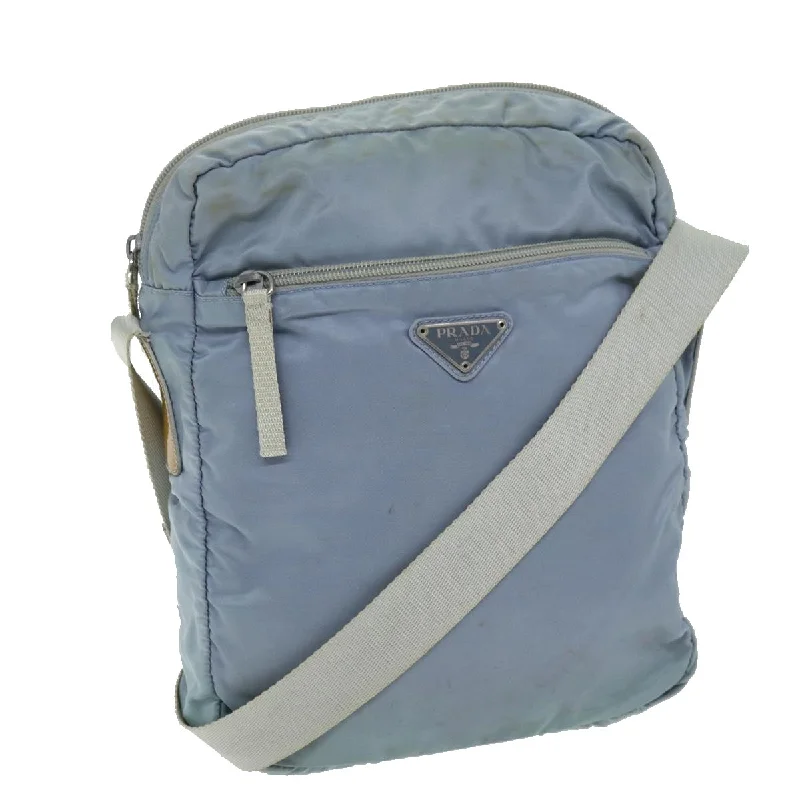 Prada Cahier bags with a detachable shoulder strap for versatile carryingPRADA Shoulder Bag Nylon Light Blue Auth 73872