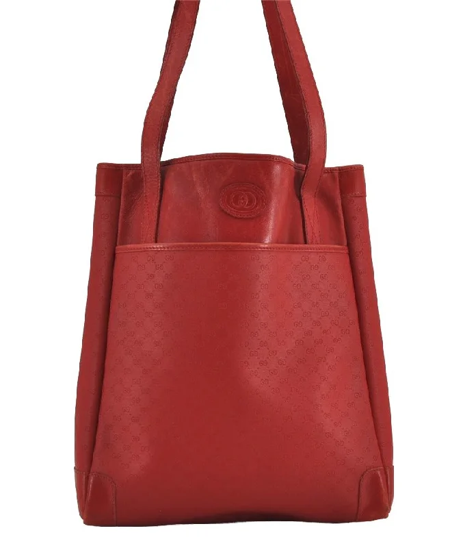 Gucci backpacks for women with a padded laptop compartmentAuthentic GUCCI Vintage Micro GG PVC Leather Shoulder Tote Bag Red Junk 9153J