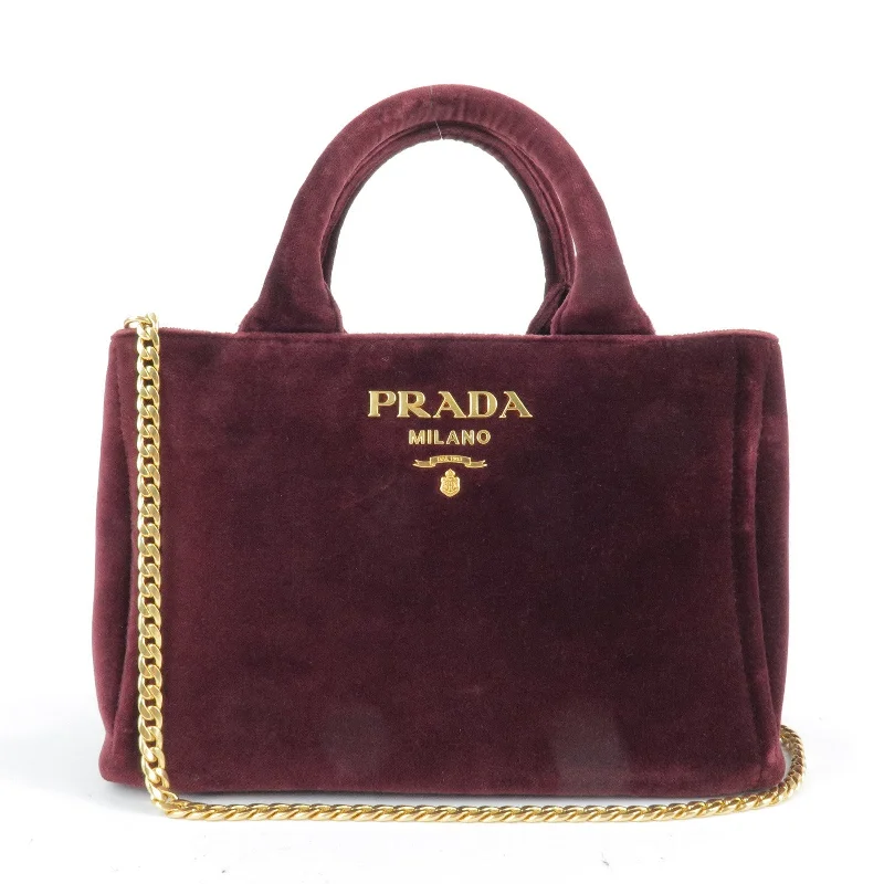 Prada Cahier bags featuring the signature triangular logo plaquePrada Velour Canapa Mini 2Way Hand Bag Shoulder Bag 1BA038