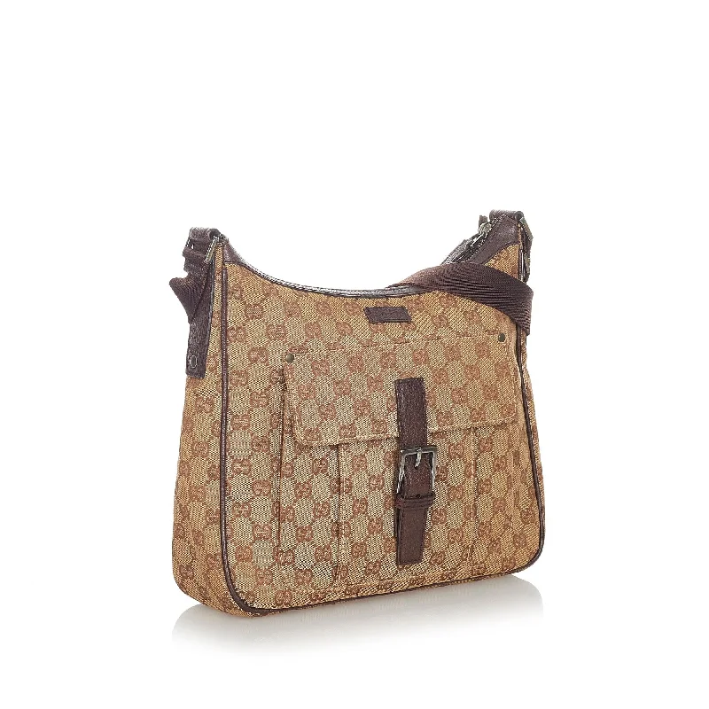 Women Gucci Sylvie bags with a leather - wrapped handleGucci GG Canvas Crossbody Bag (23705)