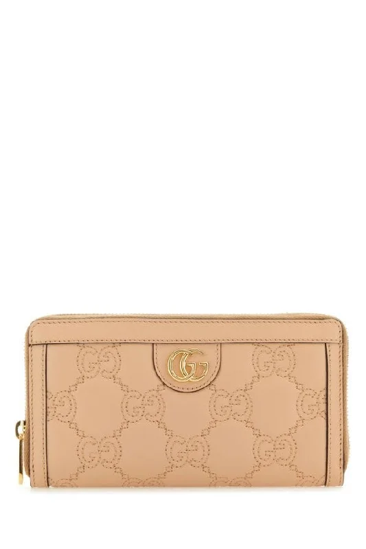 Gucci handbags for women with a back - zip pocketGucci Woman Powder Pink Leather Lion Gg Wallet