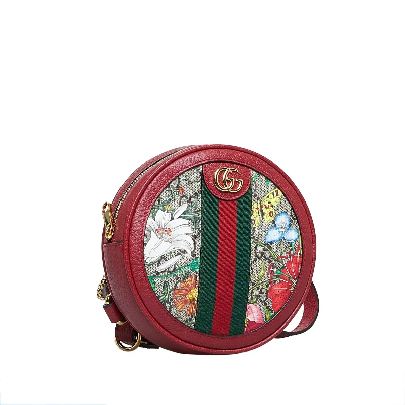 Gucci backpacks for women with a padded laptop compartmentGucci GG Supreme Flora Ophidia Round Backpack (SHG-3Tp9Td)