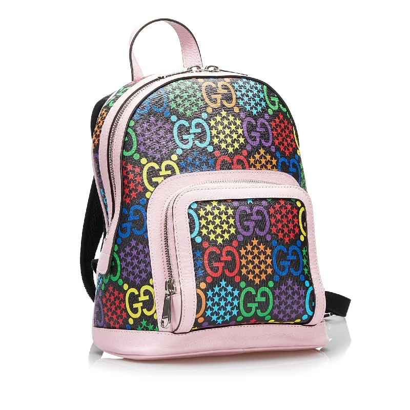 Ladies Gucci shoulder bags with a wide - width strapGucci GG Supreme Psychedelic Backpack (SHG-bhgTab)