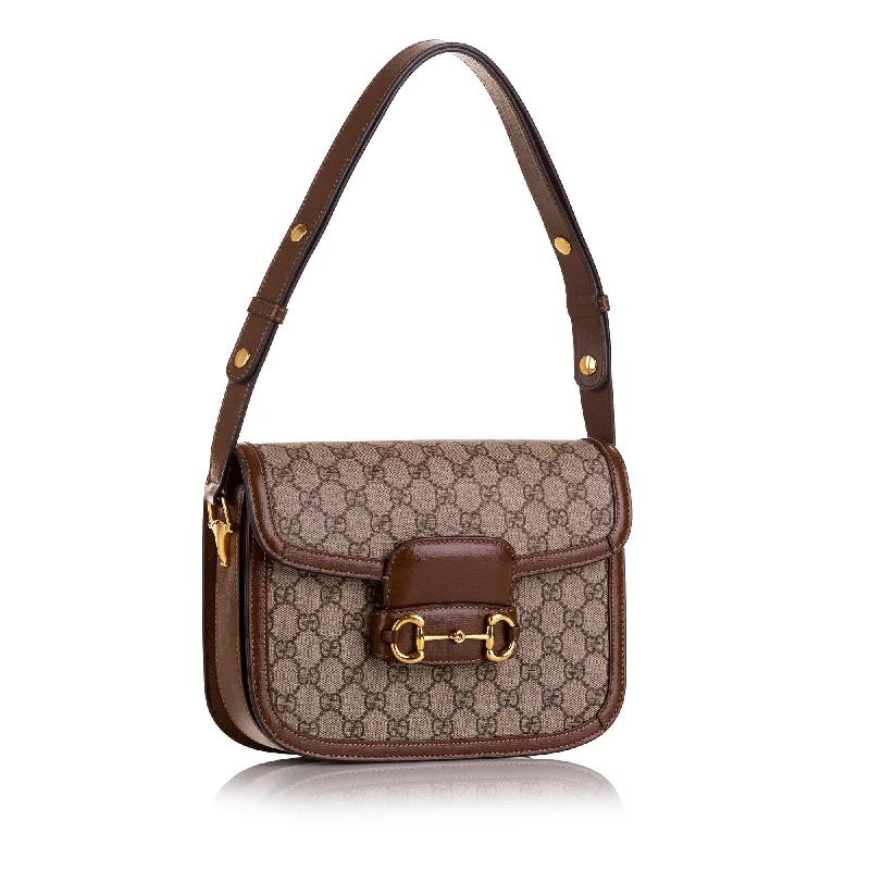 Gucci Marmont bags for women with a snakeskin - effect panelGucci Small GG Supreme Horsebit 1955 Shoulder Bag (SHG-vd6mDJ)