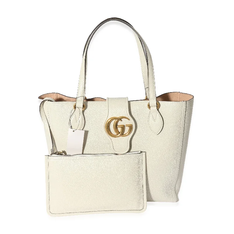 Women Gucci Sylvie bags with a detachable ribbon detailGUCCI White Leather New Sakai Small Dahlia Tote