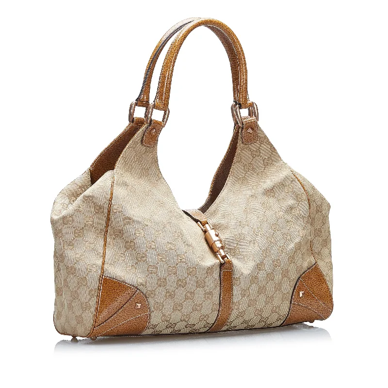 Gucci tote bags for women with a spacious interiorGucci GG Canvas Nailhead Jackie Bardot (SHG-Lt4rqL)