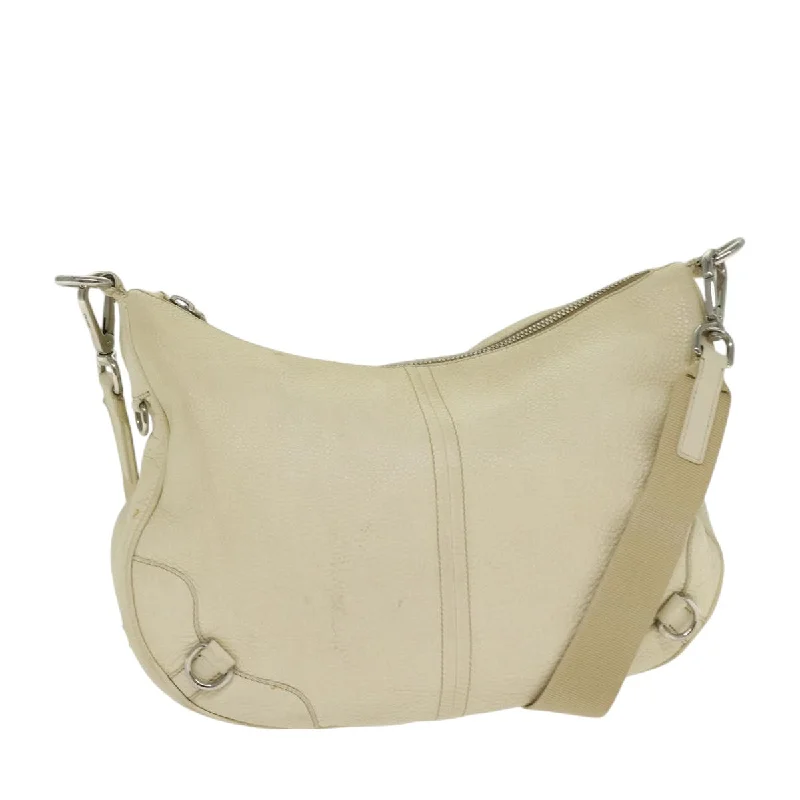 Prada bags with a detachable mirror inside for quick touch - upsPRADA Shoulder Bag Leather White Silver Auth ac3215