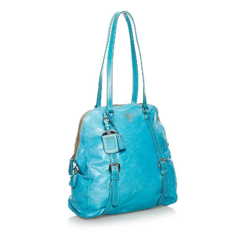 Prada tote bags with a spacious interior and a magnetic - snap closurePrada Leather Tote Bag 36109