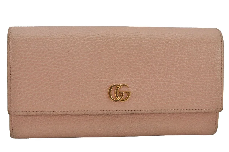 Gucci handbags for women with a metal - framed claspAuthentic GUCCI Petite Mormont Long Wallet Purse Leather 456116 Pink Junk 8968J