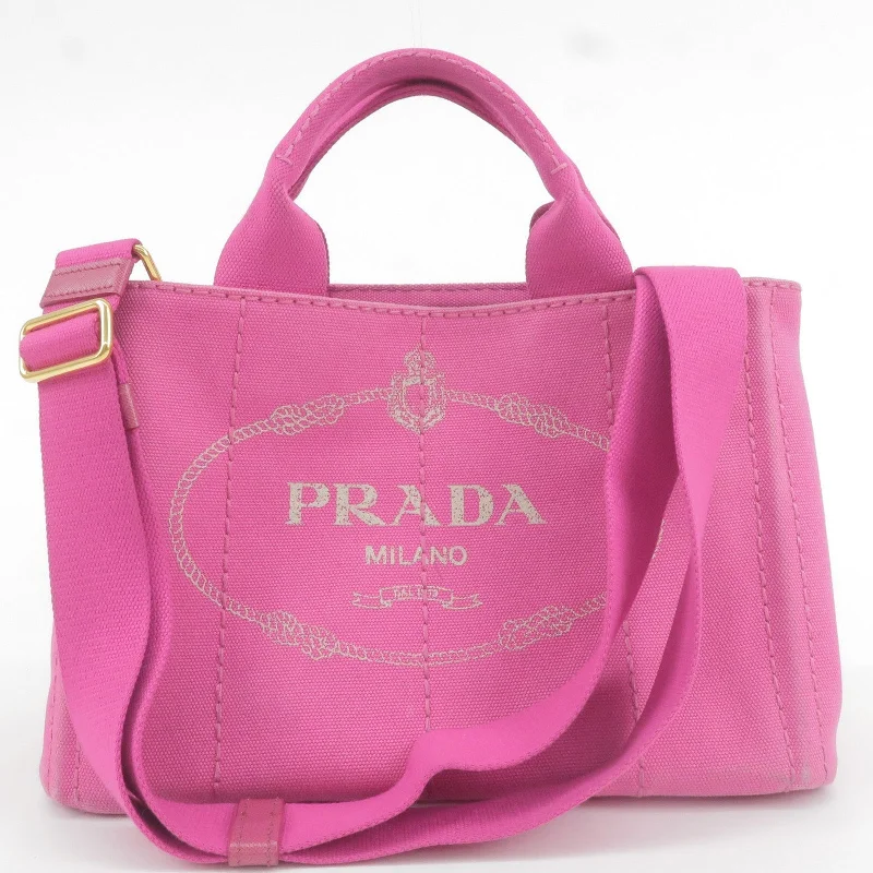 Prada crossbody bags with adjustable nylon straps for comfort and durabilityPRADA Canapa Mini Canvas 2Way Bag Shoulder Bag Pink 1GB439