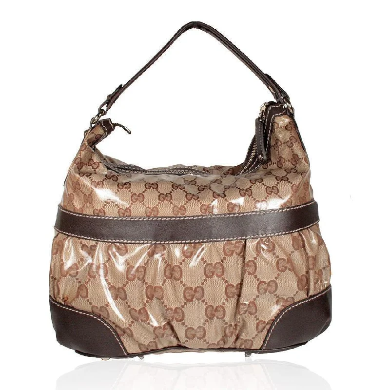 Women Gucci Sylvie bags with a detachable ribbon detailGucci Crystal Medium Hobo bag GG Fabric Beige/Ebony Designer handbag 223965 (GG1663)