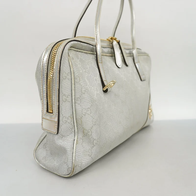 Women Gucci Sylvie bags with a leather - wrapped handleGUCCIAuth  GG Canvas Tote Bag 169971 Women's Tote Bag Silver