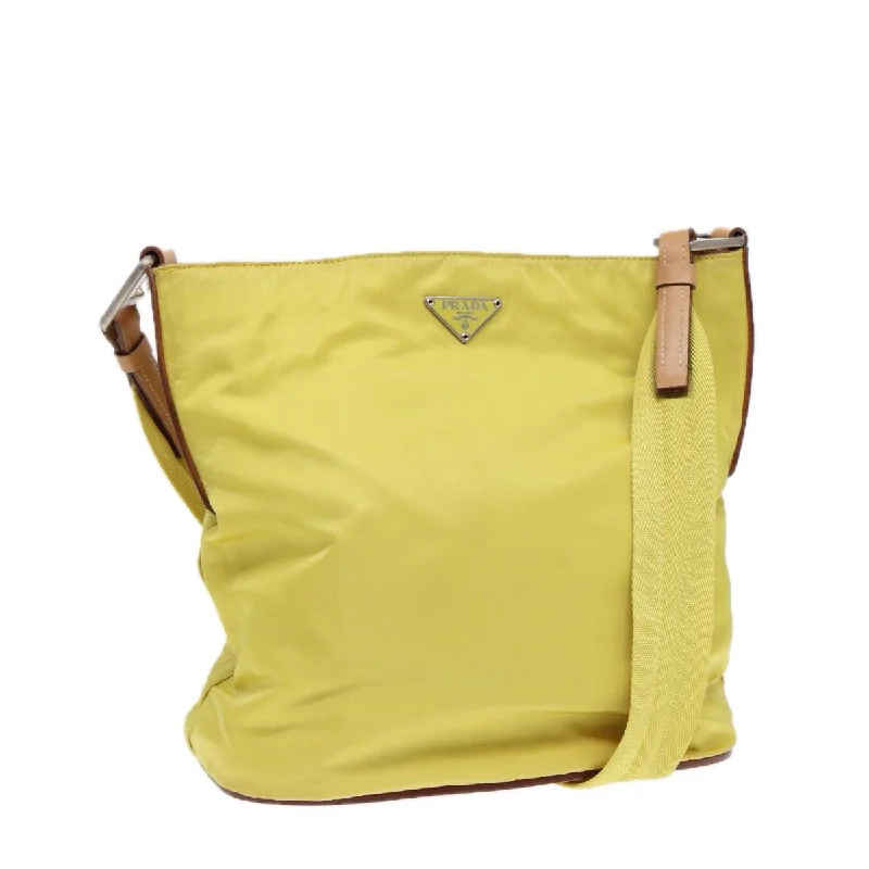 Prada nylon backpacks with a multi - pocket design for better organizationPRADA Shoulder Bag Nylon Yellow Auth 87348