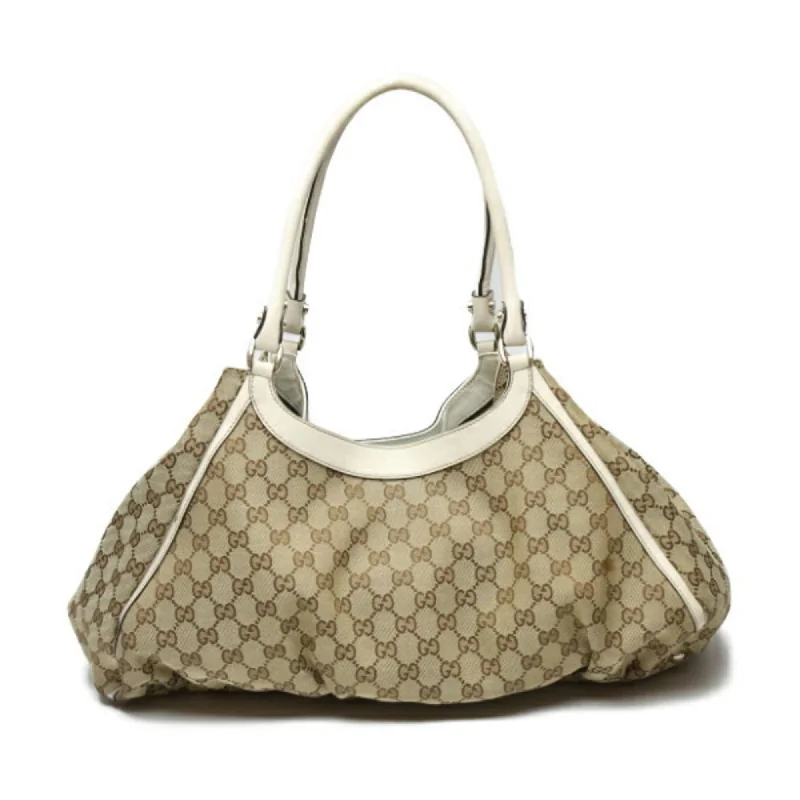 Women Gucci bags with a detachable mobile phone holderGUCCI Sookie Canvas x Calf GG 189835  Beige White Tote Bag