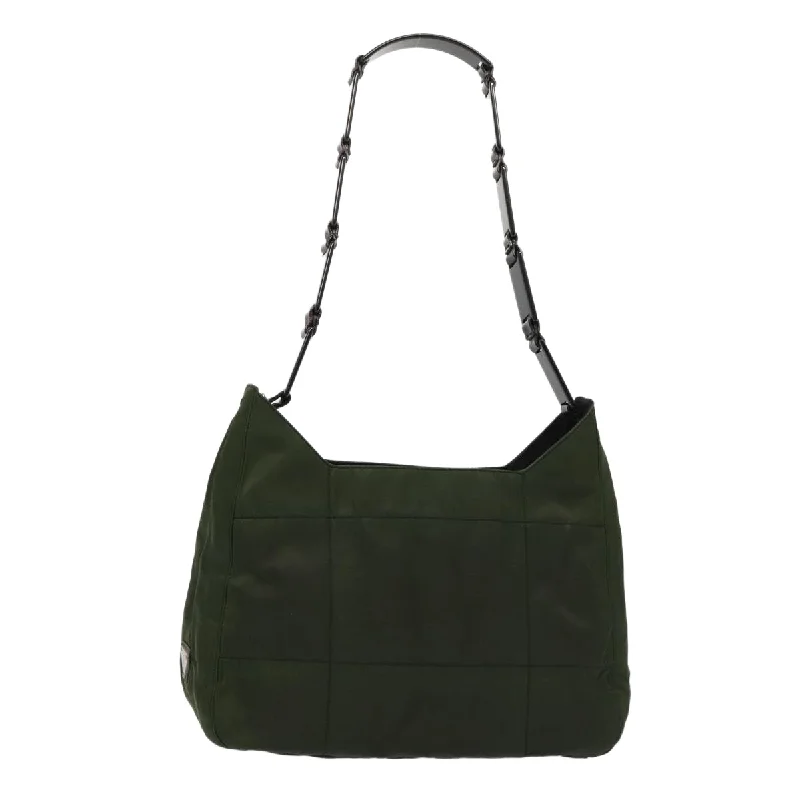 Prada bags with a zip - top closure and multiple interior pockets for organizationPRADA Shoulder Bag Nylon Green Black Auth bs17519