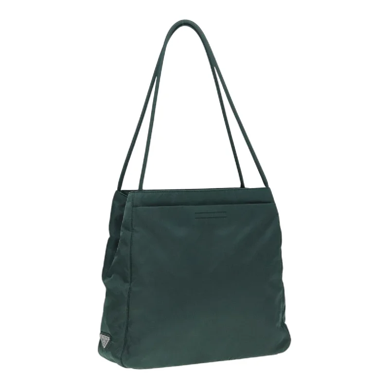 Prada bags with a chain - link trim and a leather body for a modern and stylish edgePRADA Hand Bag Nylon Green Silver Auth bs17499