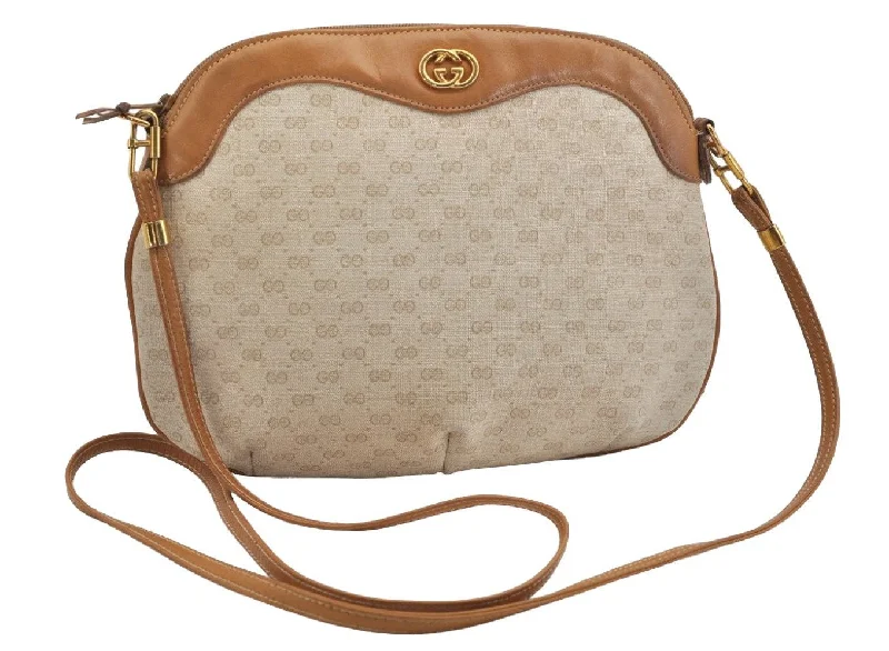 Gucci Marmont bags for women with a snakeskin - effect panelAuthentic GUCCI Micro GG PVC Leather Shoulder Cross Body Bag Purse Beige 9341J