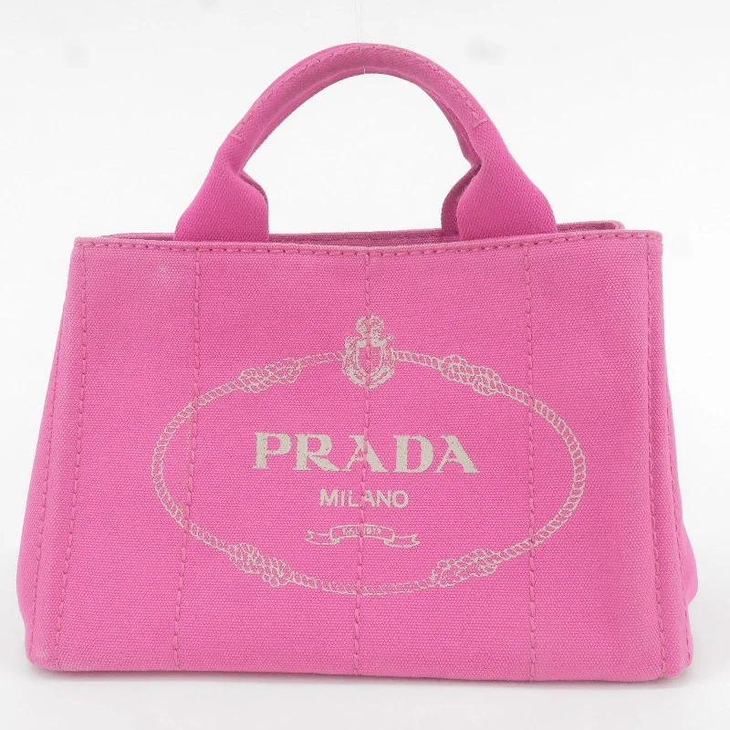 Ladies Prada Re - Edizione 2005 bags in a pastel color for a soft lookPRADA Canapa Mini Canvas Tote Bag Pink BN2439