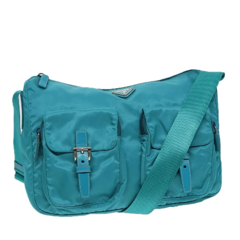 Prada crossbody bags with adjustable nylon straps for comfort and durabilityPRADA Shoulder Bag Nylon Turquoise Blue Auth 89320