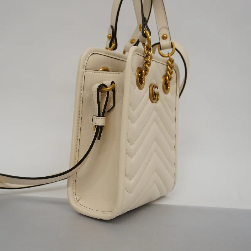 Women Gucci bags with a zippered interior pocketGUCCIAuth  GG Marmont 2WAY Bag 696123 Women's Leather Handbag,Shoulder Bag Ivory