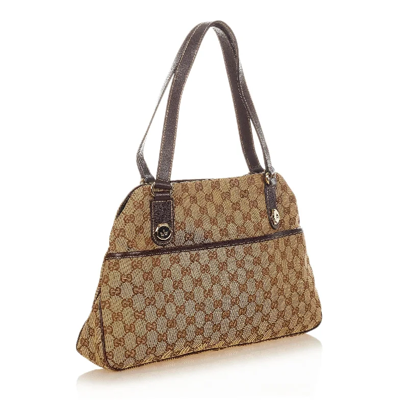 Women Gucci Sylvie bags with a crystal - embellished web stripeGucci GG Canvas Charmy Shoulder Bag (26008)