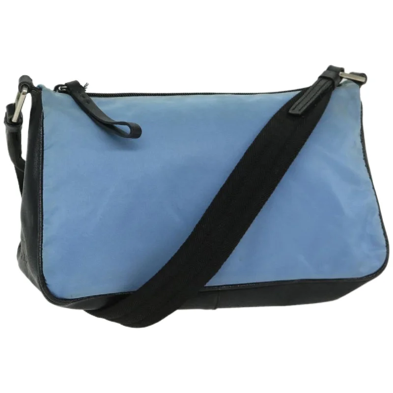 Prada nylon backpacks with a multi - pocket design for better organizationPRADA Shoulder Bag Nylon Light Blue Auth 67213