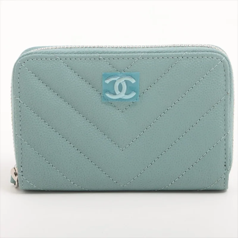 Chanel Quilted Leather Shoulder Bag for FashionistasChanel Chevron Caviar Green/Grey Coin Case