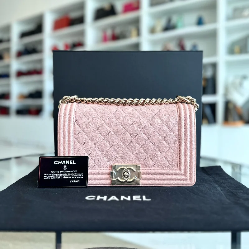 Chanel Vintage Inspired Handbag for Retro Lovers*Brand New, Series 29* Caviar Boy Old Medium 25CM Leboy Sakura Pink LGHW No 29