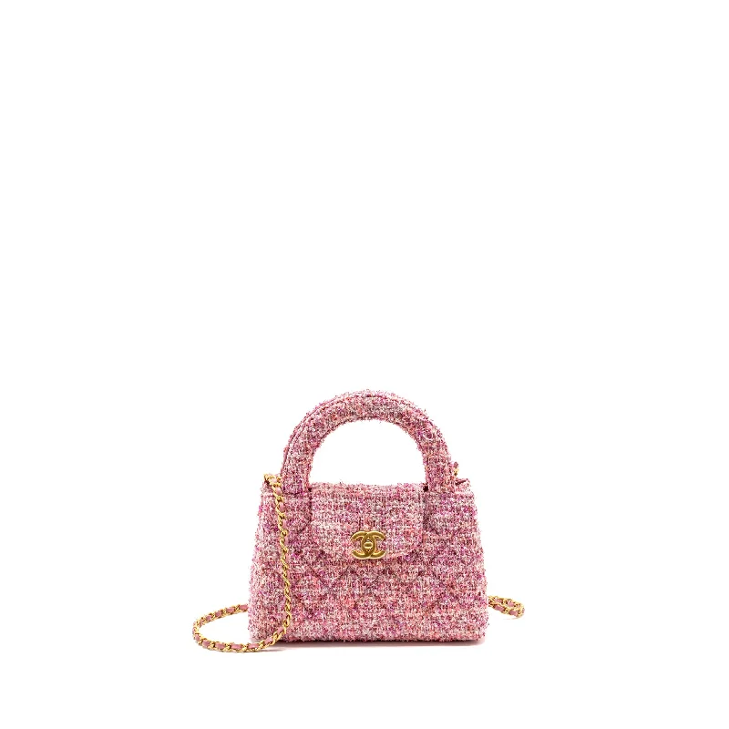 Chanel Luxury Handbag for High - End EventsChanel 24P Mini Kelly/Shopping Tote Tweed Pink/Multicolour GHW (microchip)