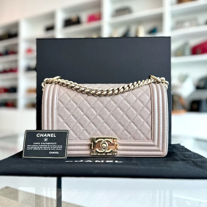 Chanel Limited Edition Handbag for CollectorsBoy Caviar Old Medium 25CM Leboy Light Grey Beige GHW No 23