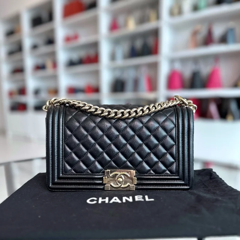 Chanel Colorful Handbag for Spring OutfitsBoy Old Medium Lambskin 25CM Quilted Leboy Black LGHW No 22