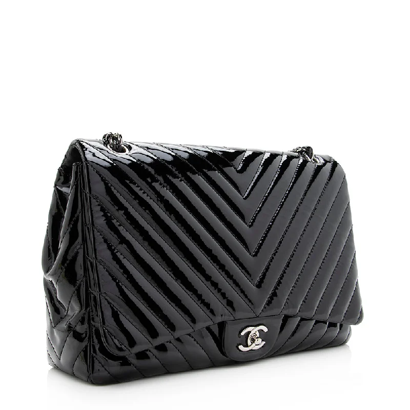 Chanel New Arrival Handbag with Gold HardwareChanel Chevron Patent Leather Classic Maxi Single Flap Bag - FINAL SALE (19684)