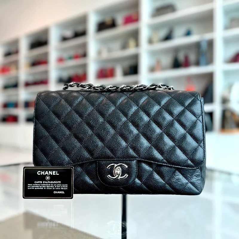 Chanel Black Handbag for Business MeetingsClassic Flap Jumbo 30cm Single Flap Black SHW No 13