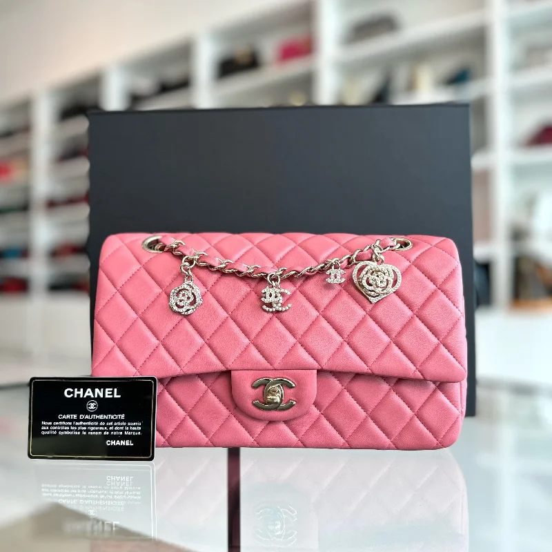 Chanel New Arrival Handbag with Gold HardwareClassic Flap Medium Lambskin Valentine Crystal Heart Special Edition Pink LGHW No 19